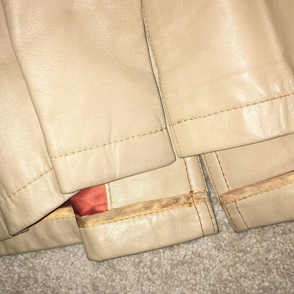 MacGregor Import Huggy Bear belted Creme color leather jacket coat retro smooth - Picture 7 of 7